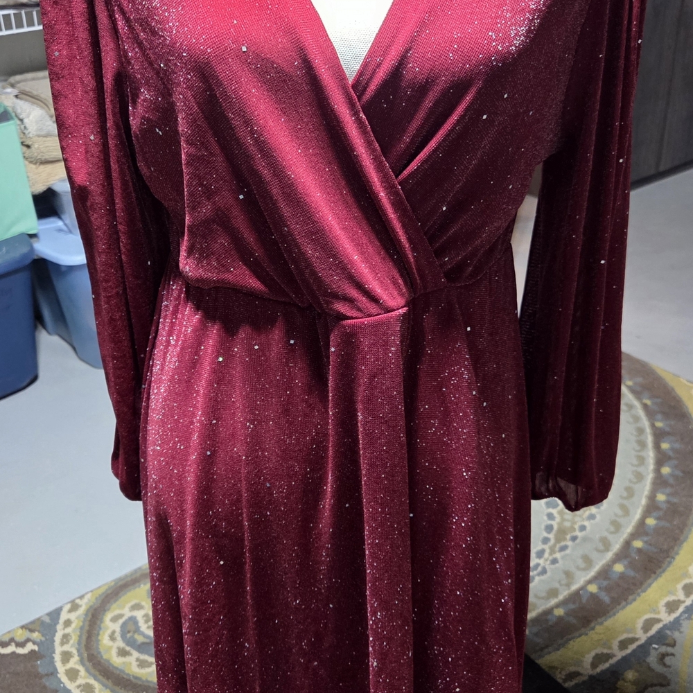 SHEIN Red Sparkle Midi Dress